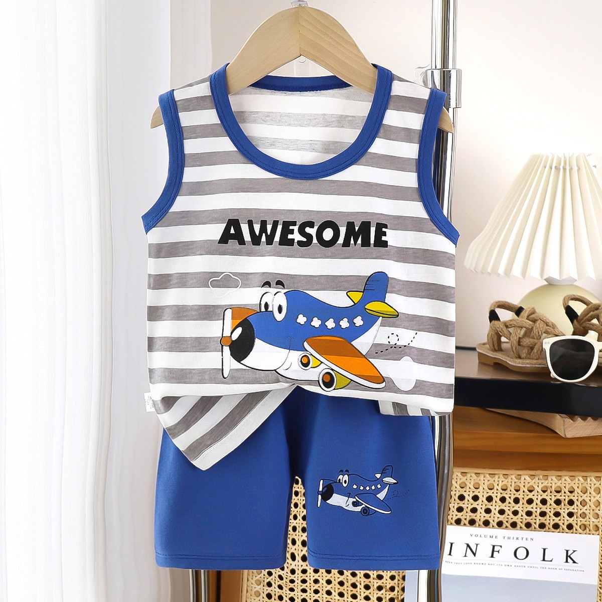 Ensemble Gilet et Short d'Été pour Enfants, 100% Coton