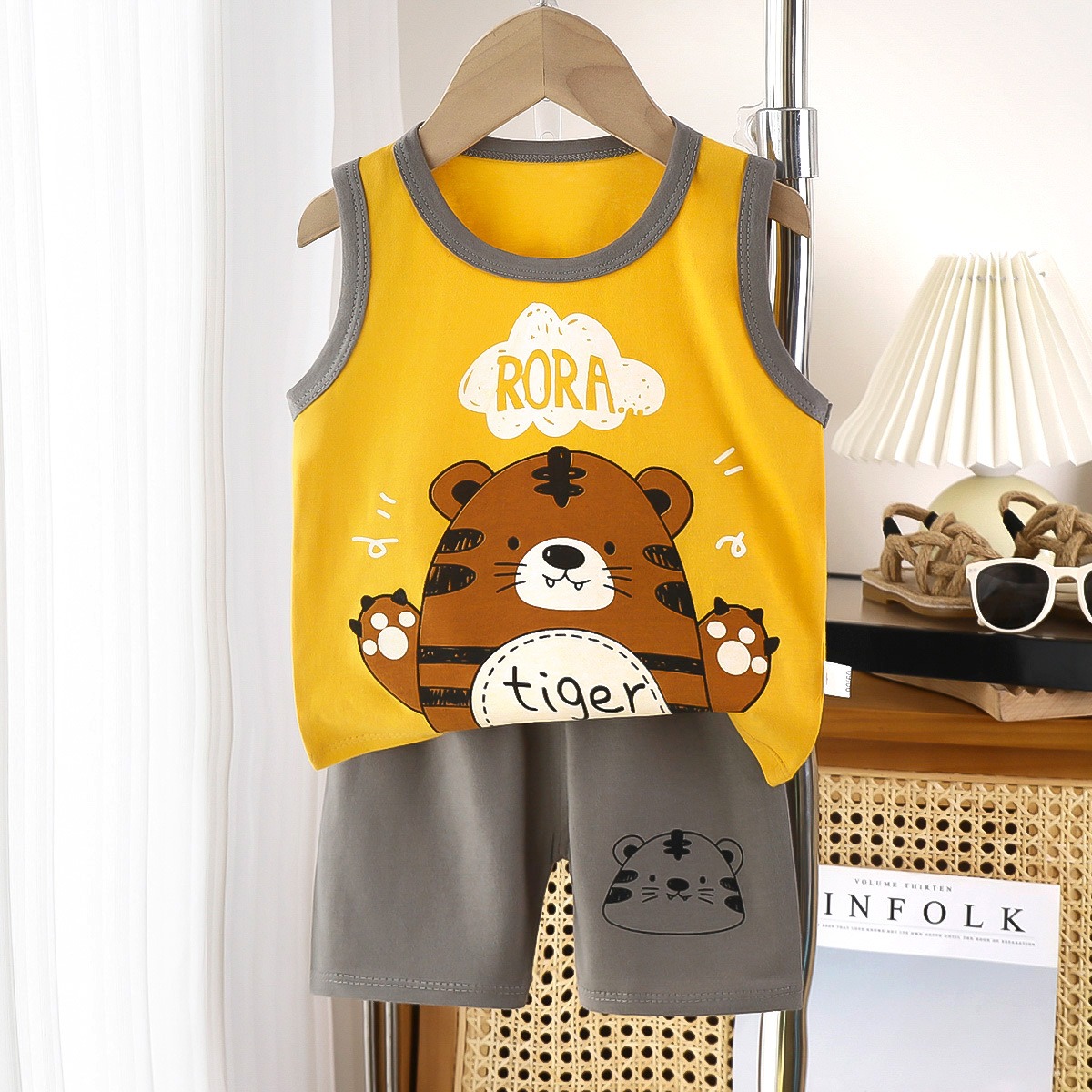 Ensemble Gilet et Short d'Été pour Enfants, 100% Coton