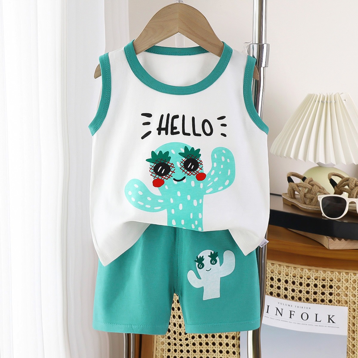 Ensemble Gilet et Short d'Été pour Enfants, 100% Coton